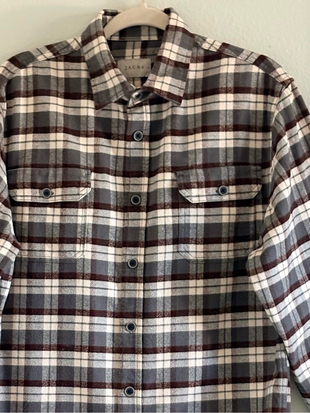 JACHS NY Heavyweight Plaid Flannel | Brown Gray Cream | Size See Measurements